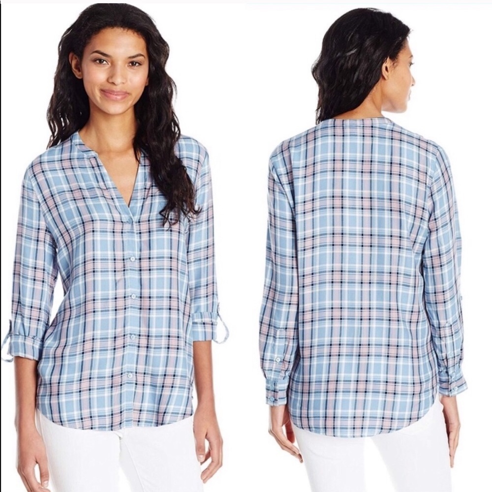 • Soft Joie • Dane Plaid Blue Shirt Small
